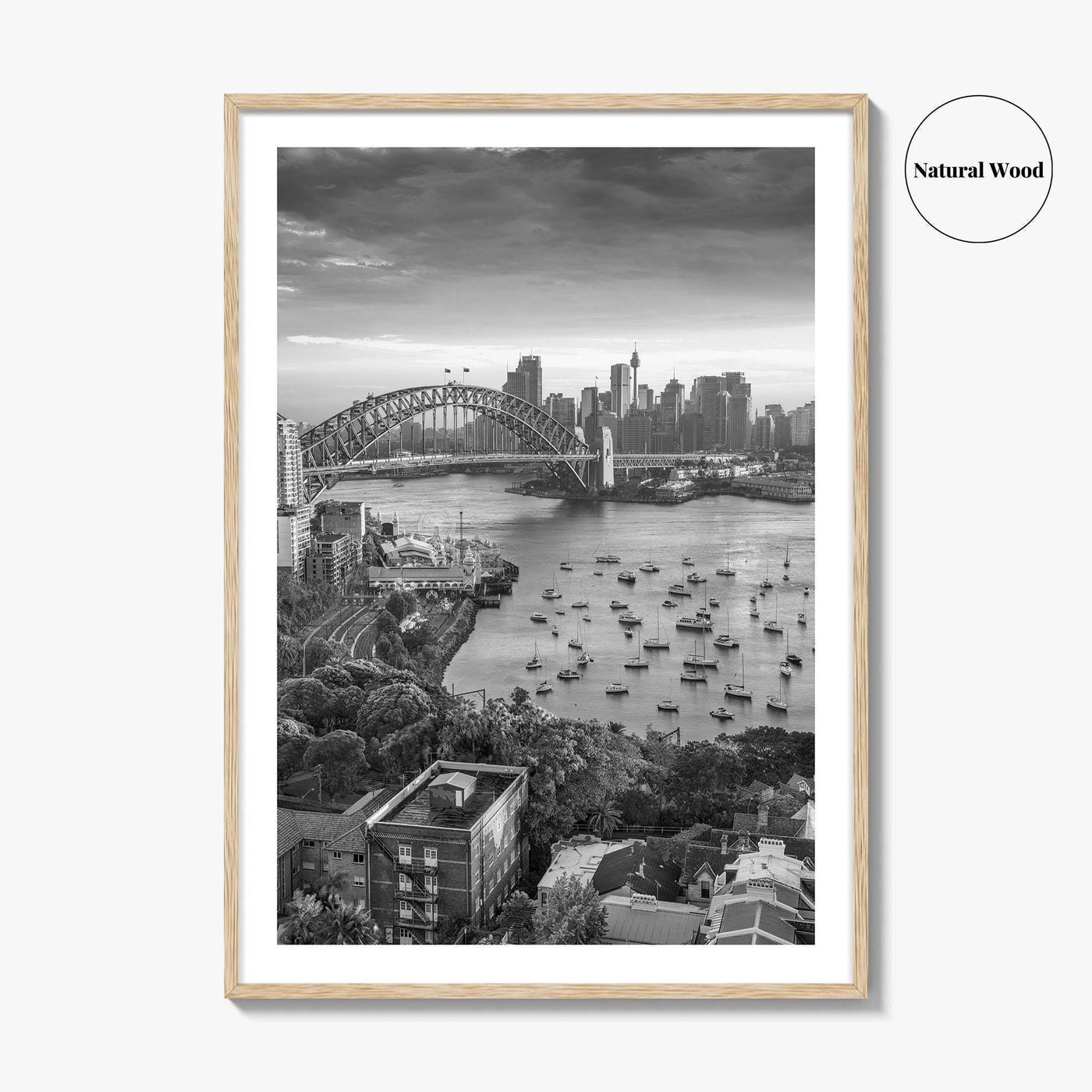 Sydney Skyline Black and White Fine Art Photo Print, Harbour Bridge Australia Poster