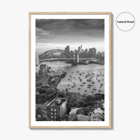 Sydney Skyline Black and White Fine Art Photo Print, Harbour Bridge Australia Poster