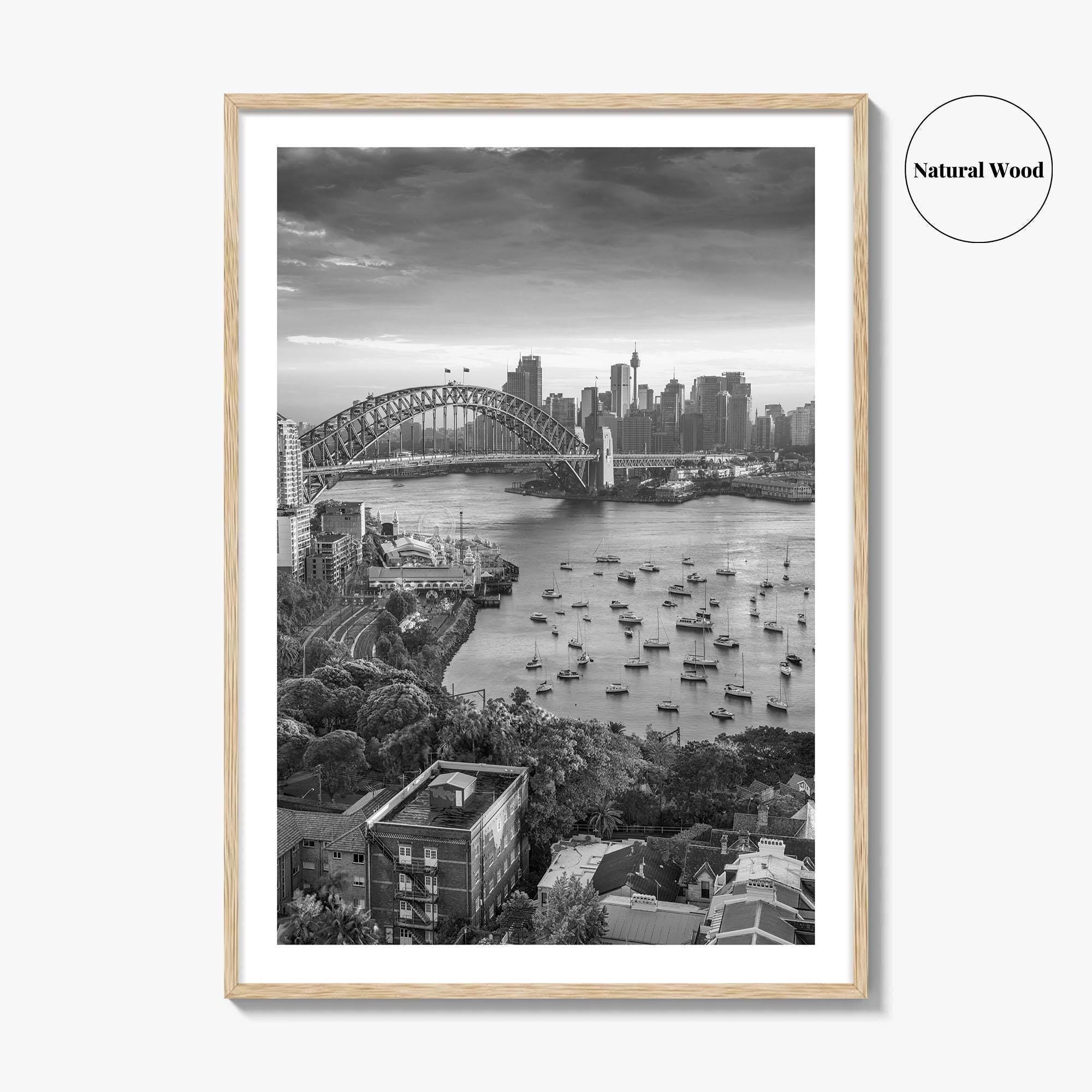 Sydney Skyline Black and White Fine Art Photo Print, Harbour Bridge Australia Poster