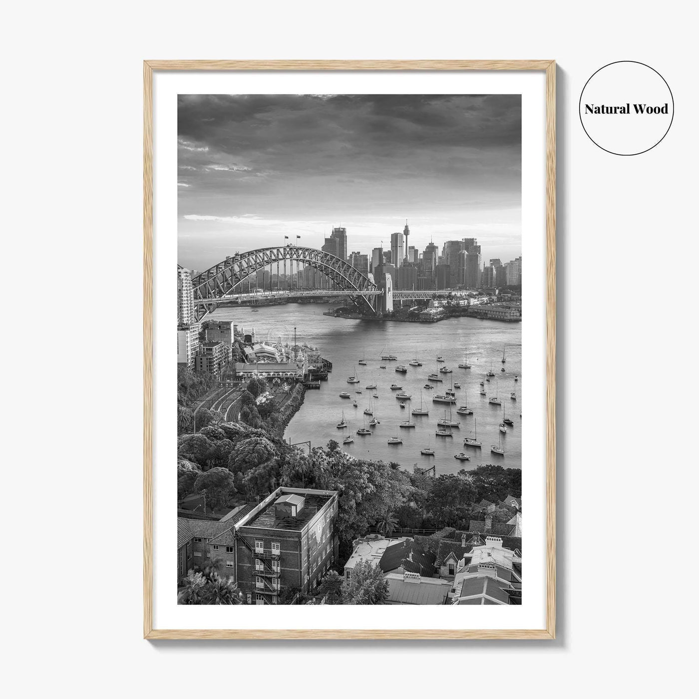 Sydney Skyline Black and White Fine Art Photo Print, Harbour Bridge Australia Poster