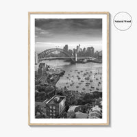 Sydney Skyline Black and White Fine Art Photo Print, Harbour Bridge Australia Poster