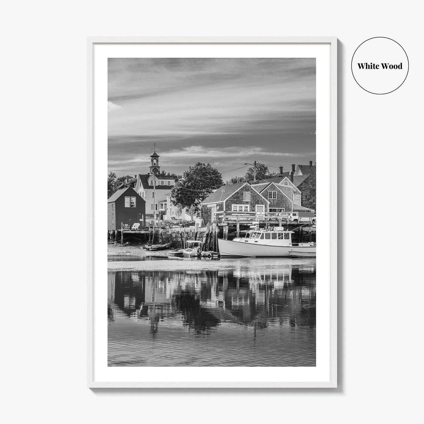 Portsmouth Black and White Fine Art Photo Print, Piscataqua River New Hampshire Poster