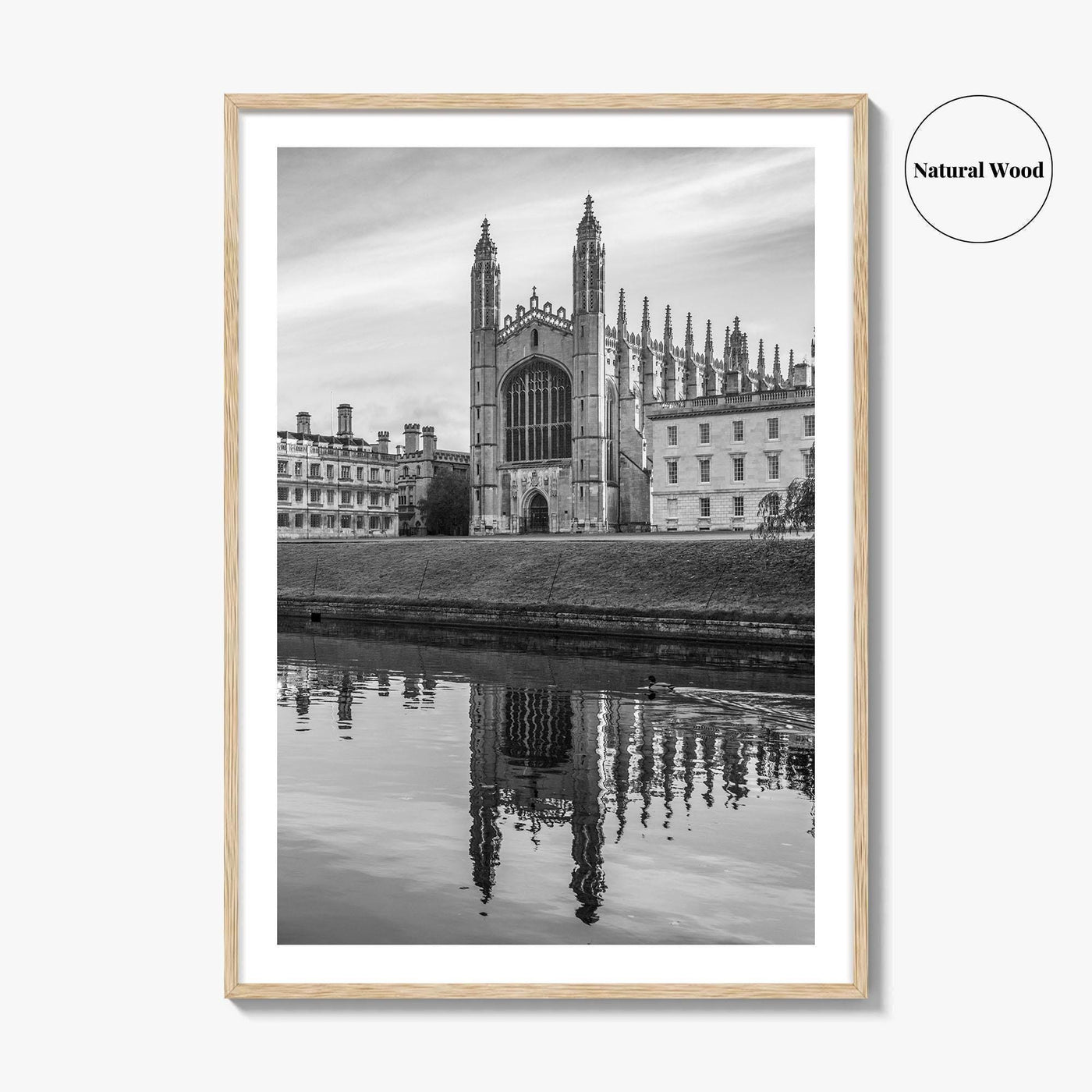 Cambridge Black and White Fine Art Photo Print, King's College Chapel, England UK Poster