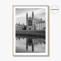 Cambridge Black and White Fine Art Photo Print, King's College Chapel, England UK Poster