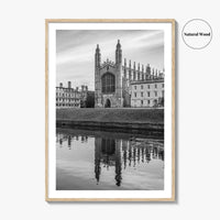 Cambridge Black and White Fine Art Photo Print, King's College Chapel, England UK Poster