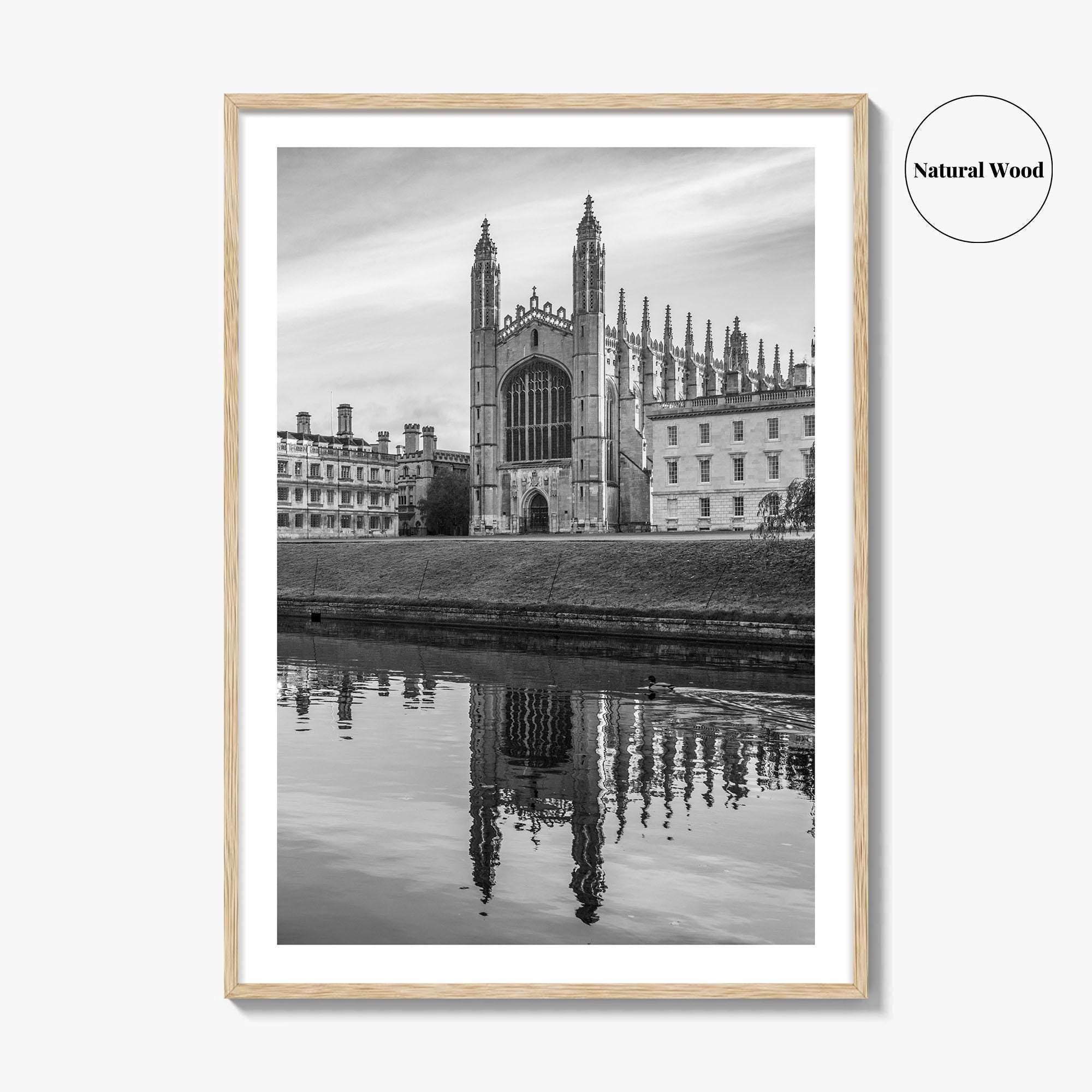 Cambridge Black and White Fine Art Photo Print, King's College Chapel, England UK Poster