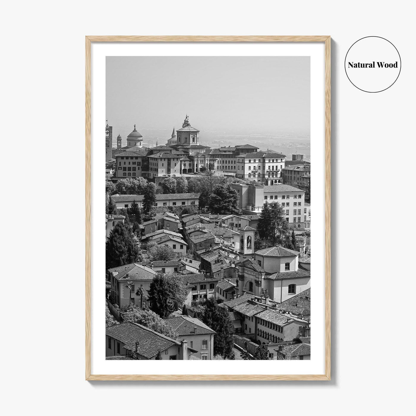 Bergamo Black and White Fine Art Photo Print, Citta Alta, Italy Wall Poster
