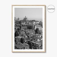 Bergamo Black and White Fine Art Photo Print, Citta Alta, Italy Wall Poster