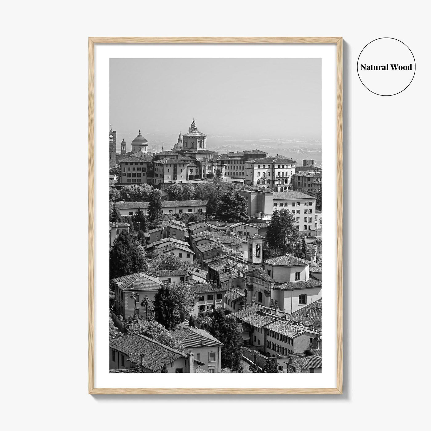Bergamo Black and White Fine Art Photo Print, Citta Alta, Italy Wall Poster