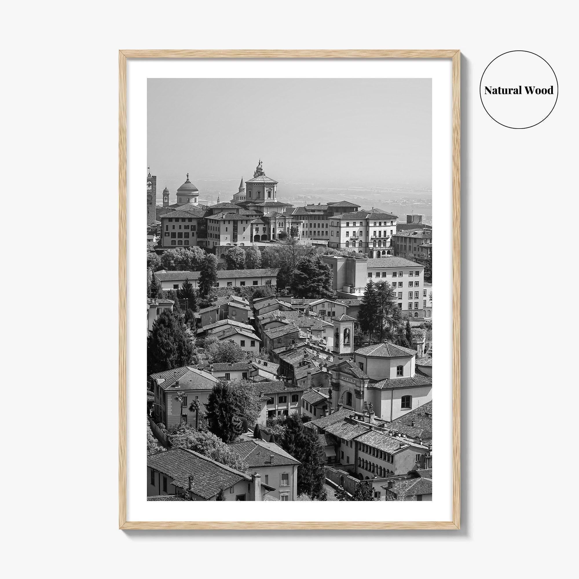 Bergamo Black and White Fine Art Photo Print, Citta Alta, Italy Wall Poster