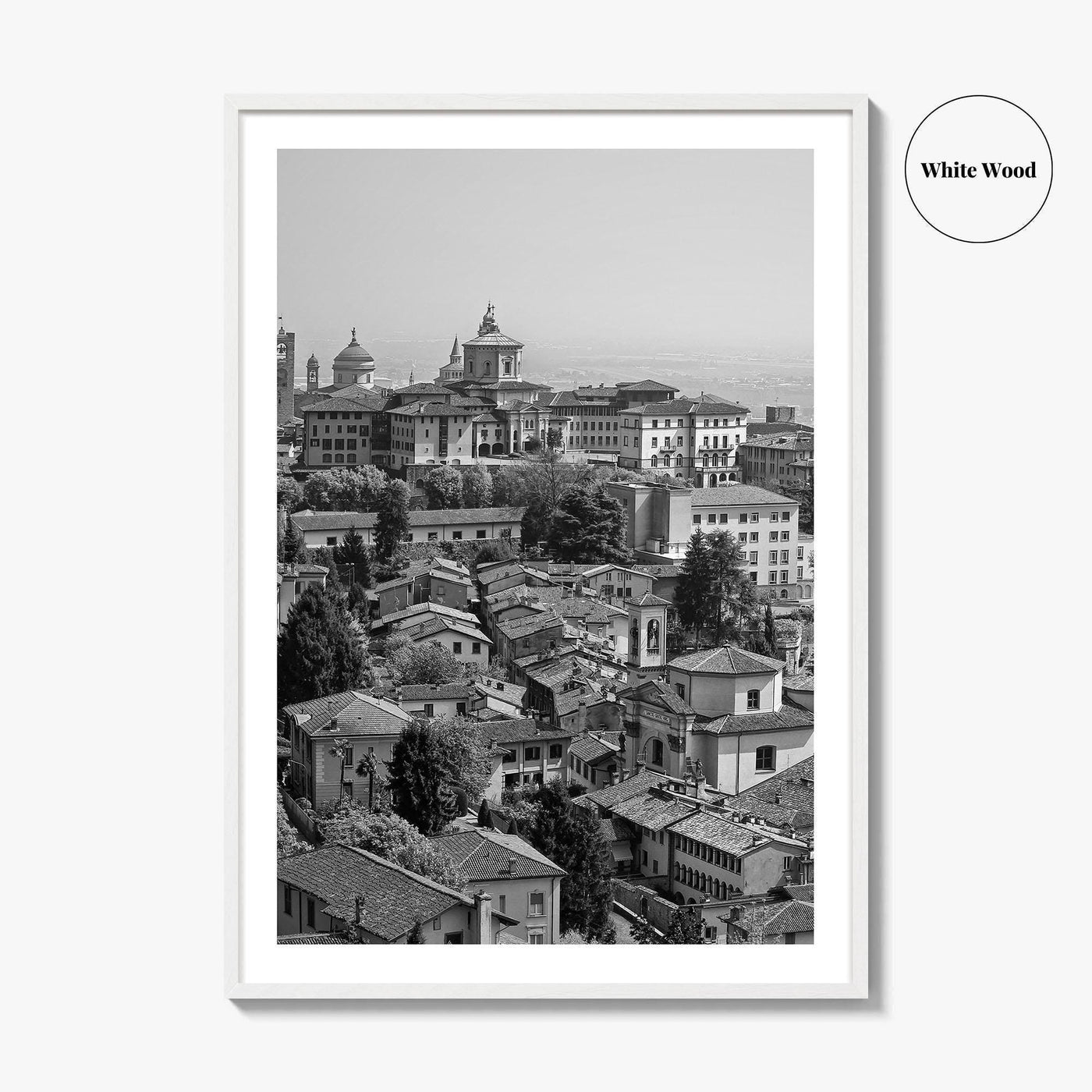 Bergamo Black and White Fine Art Photo Print, Citta Alta, Italy Wall Poster