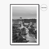 Columbia Missouri Skyline Black and White Fine Art Photo Print, Downtown, USA Poster