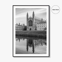 Cambridge Black and White Fine Art Photo Print, King's College Chapel, England UK Poster