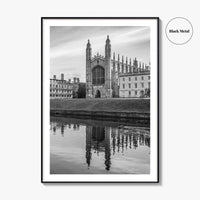 Cambridge Black and White Fine Art Photo Print, King's College Chapel, England UK Poster