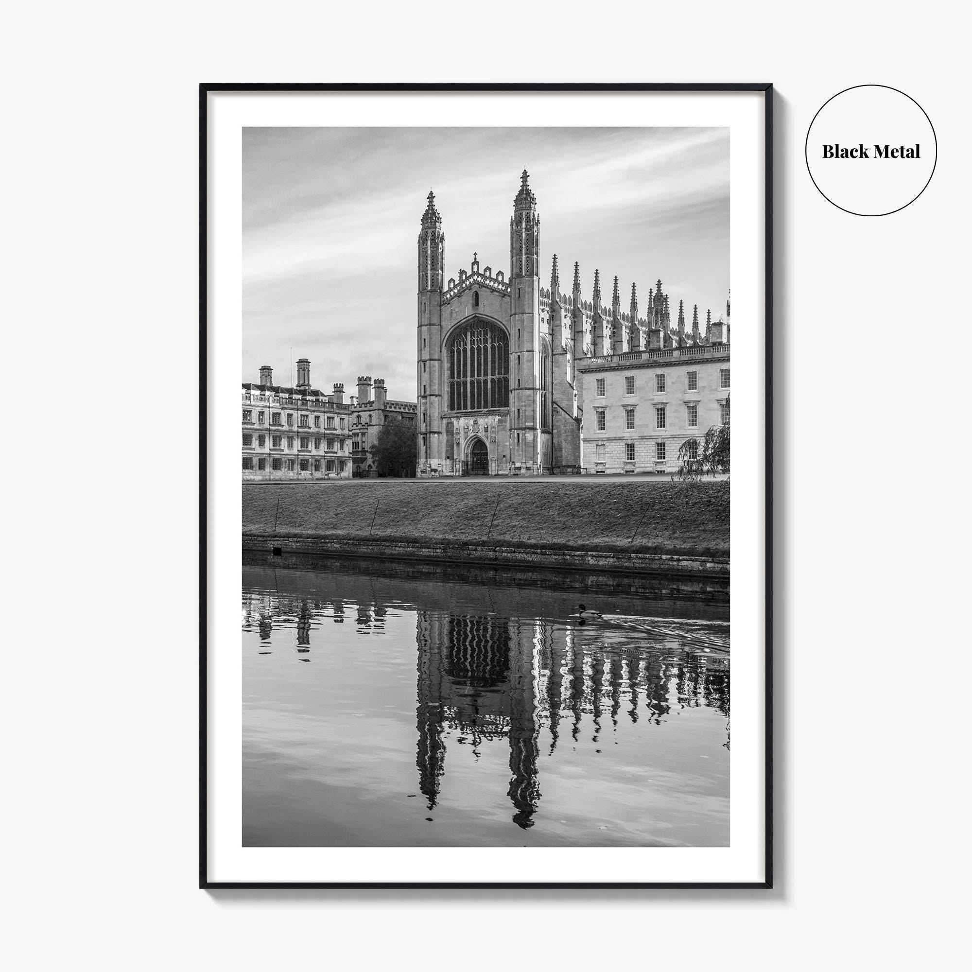 Cambridge Black and White Fine Art Photo Print, King's College Chapel, England UK Poster