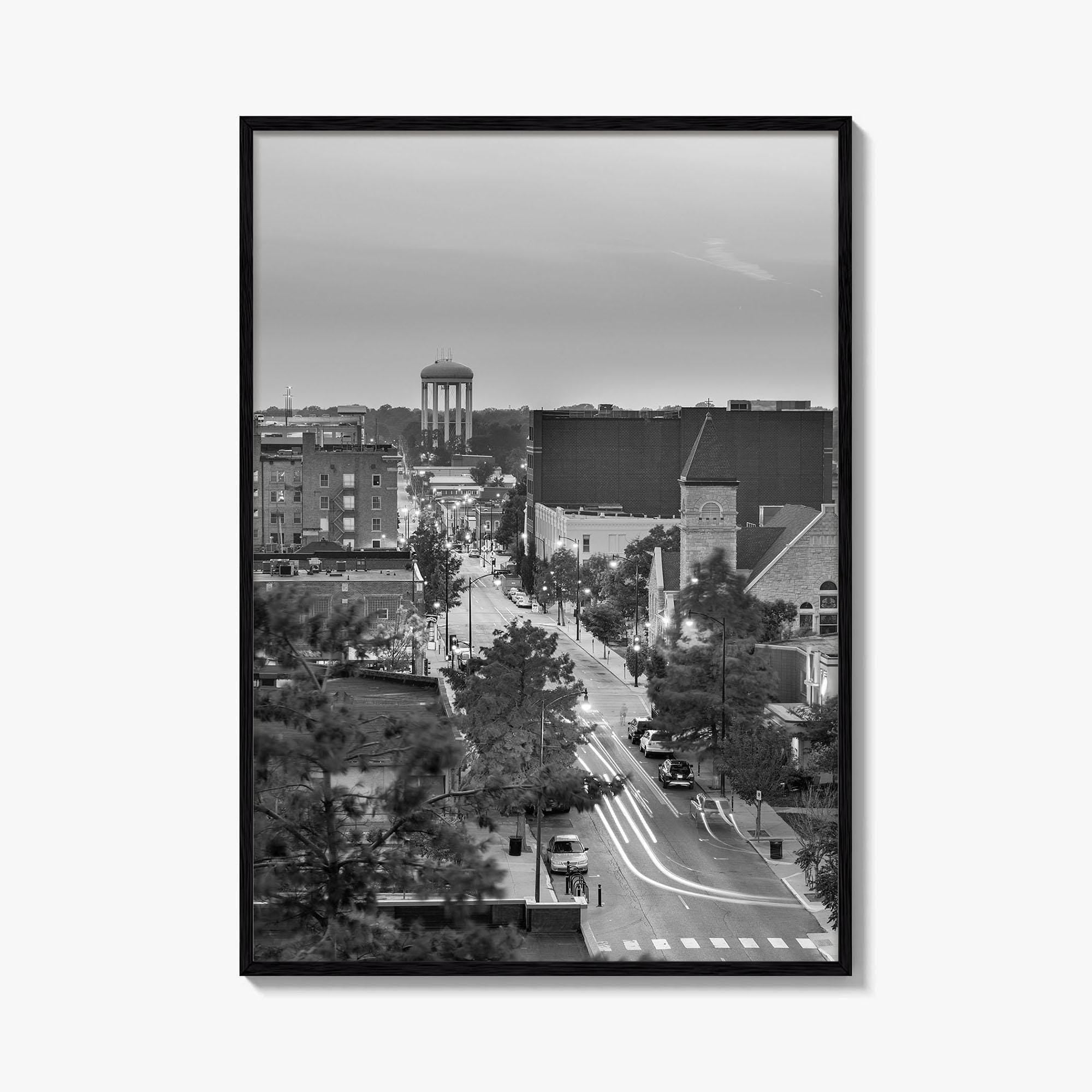 Columbia Missouri Skyline Black and White Fine Art Photo Print, Downtown, USA Poster
