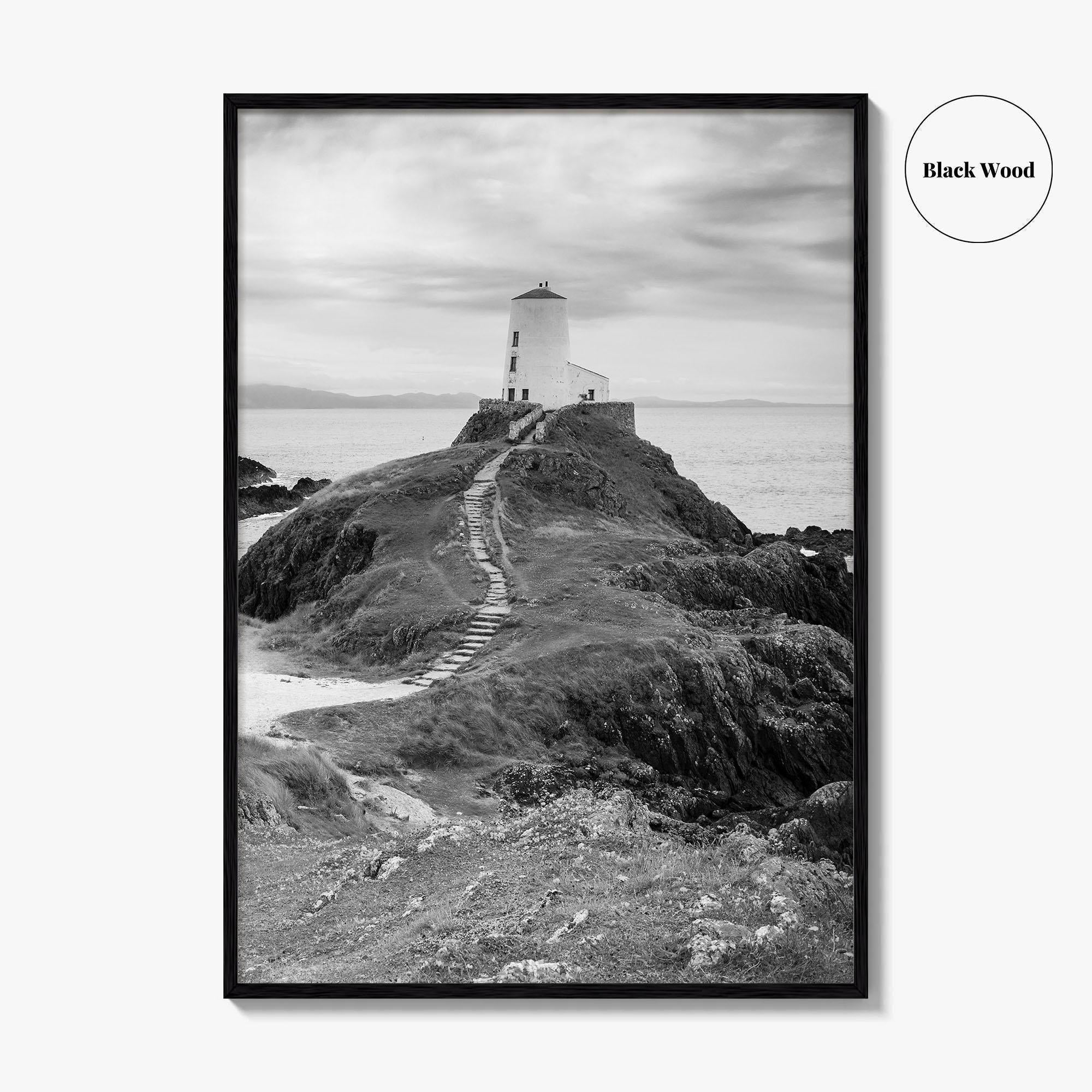 Llanddwyn Island Black and White Fine Art Photo Print, Lighthouse Anglesey Poster