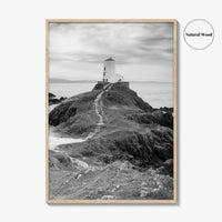 Llanddwyn Island Black and White Fine Art Photo Print, Lighthouse Anglesey Poster