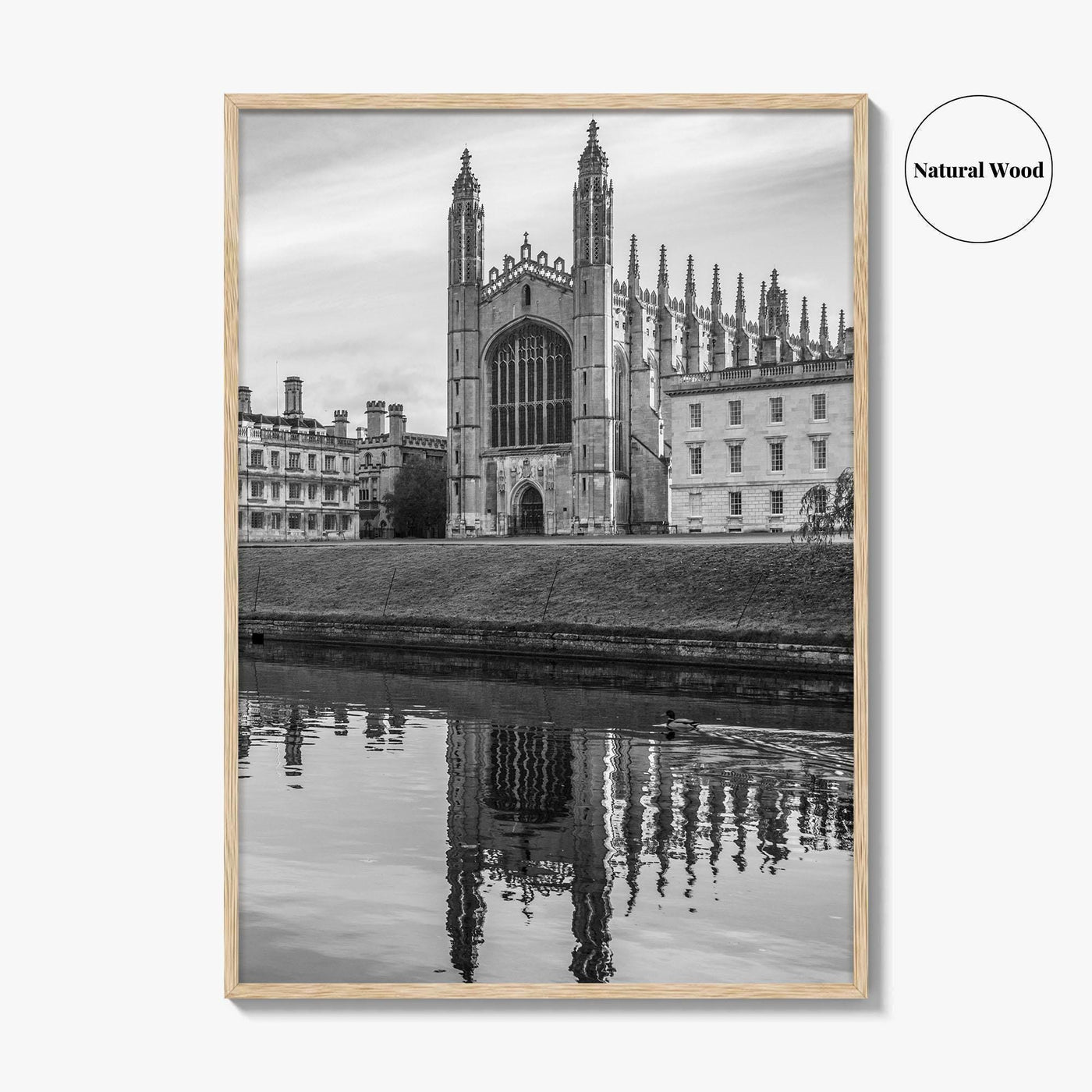 Cambridge Black and White Fine Art Photo Print, King's College Chapel, England UK Poster
