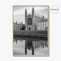 Cambridge Black and White Fine Art Photo Print, King's College Chapel, England UK Poster