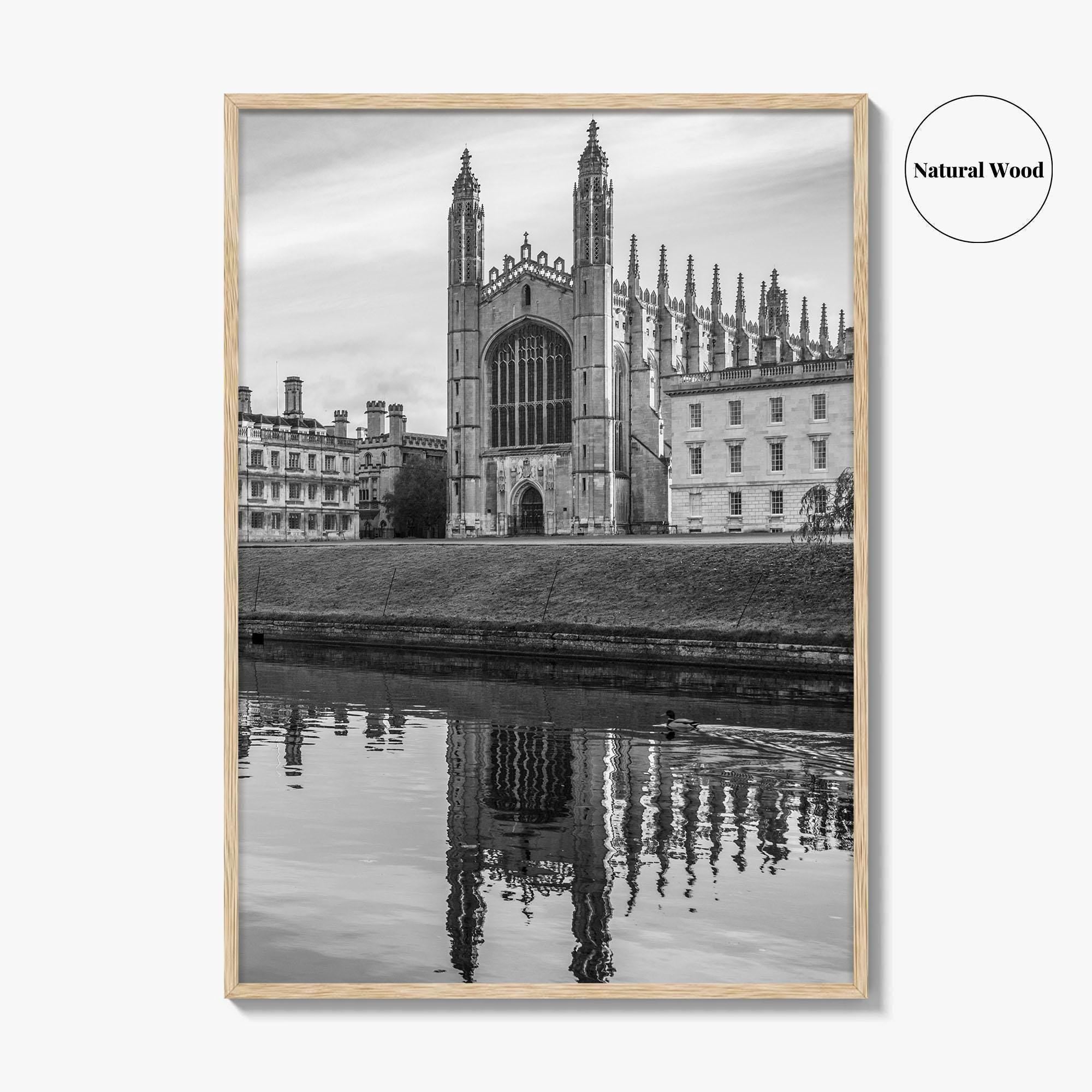 Cambridge Black and White Fine Art Photo Print, King's College Chapel, England UK Poster