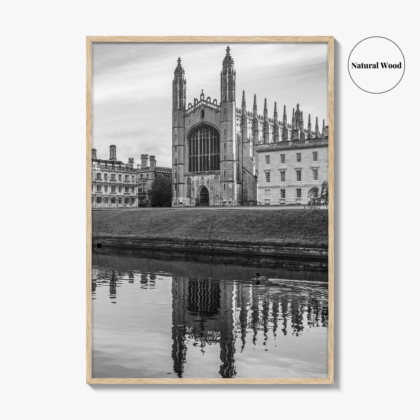 Cambridge Black and White Fine Art Photo Print, King's College Chapel, England UK Poster