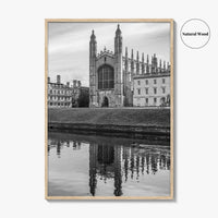 Cambridge Black and White Fine Art Photo Print, King's College Chapel, England UK Poster