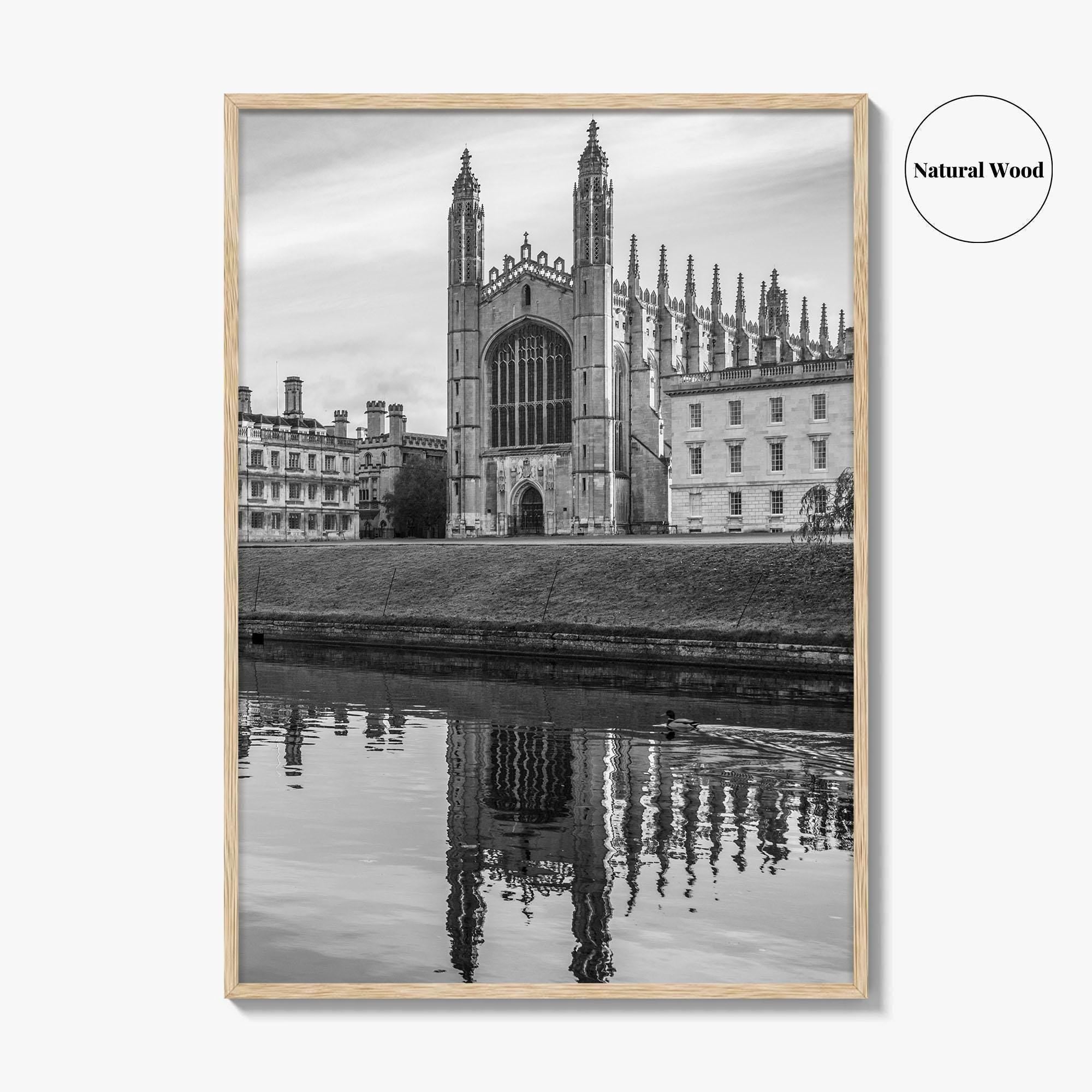 Cambridge Black and White Fine Art Photo Print, King's College Chapel, England UK Poster