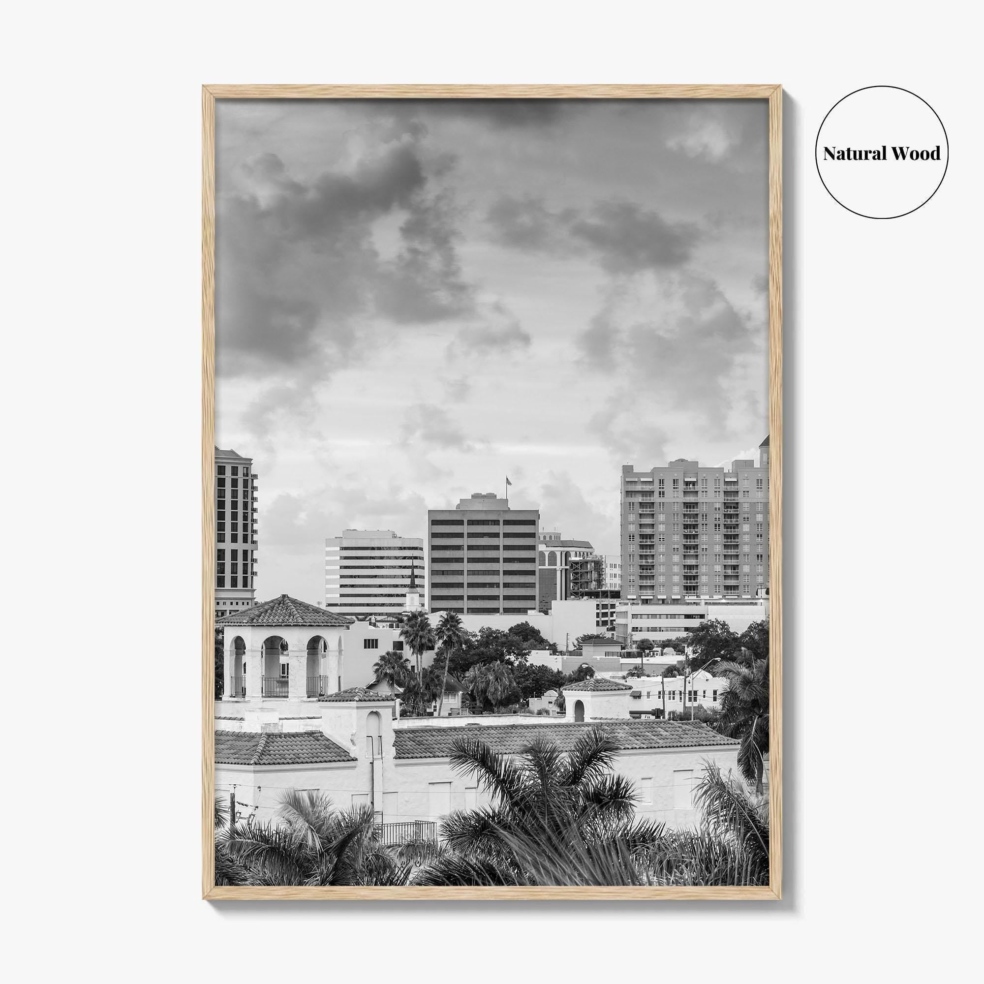 Sarasota Skyline Black and White Fine Art Photo Print, Florida Wall Decor, USA Poster