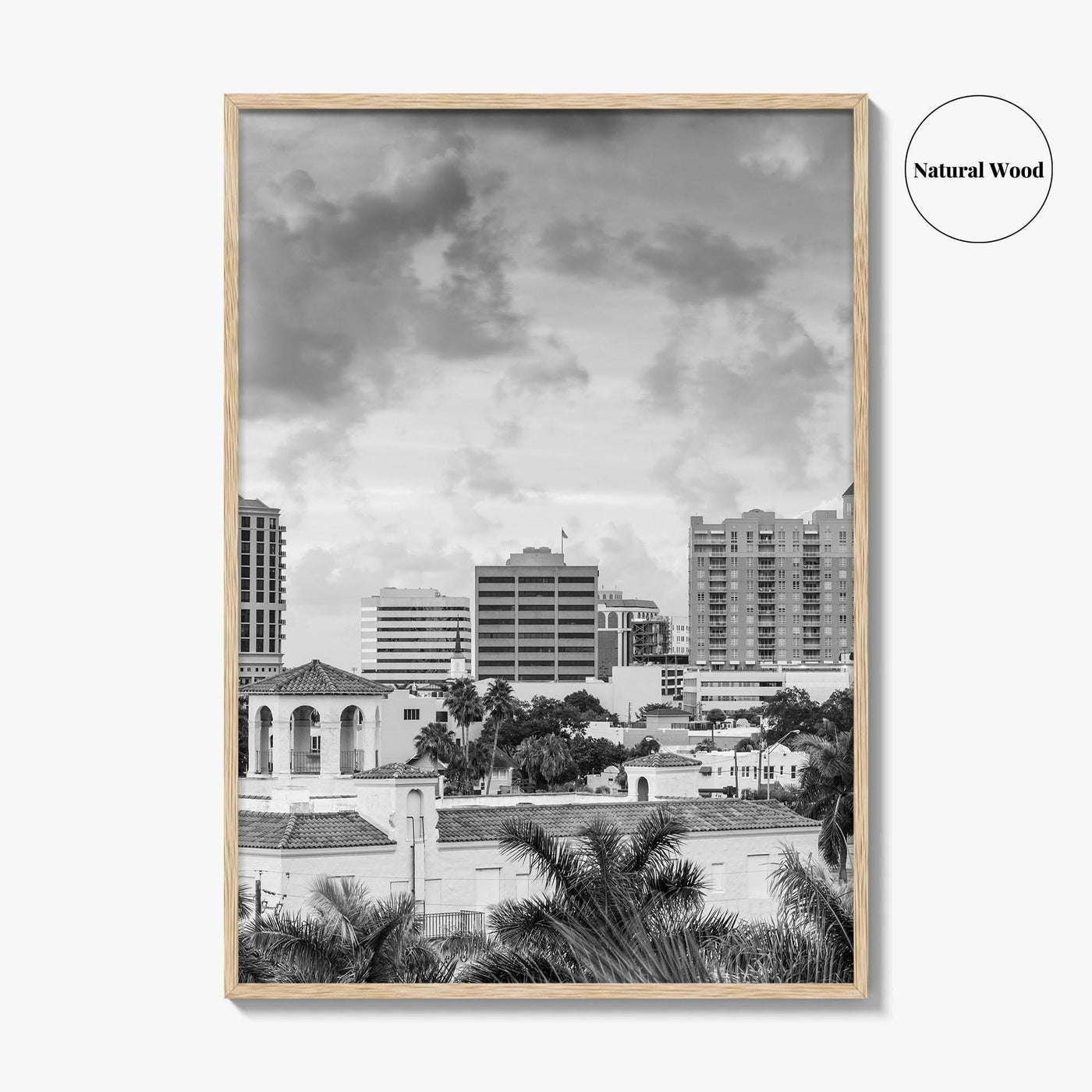 Sarasota Skyline Black and White Fine Art Photo Print, Florida Wall Decor, USA Poster