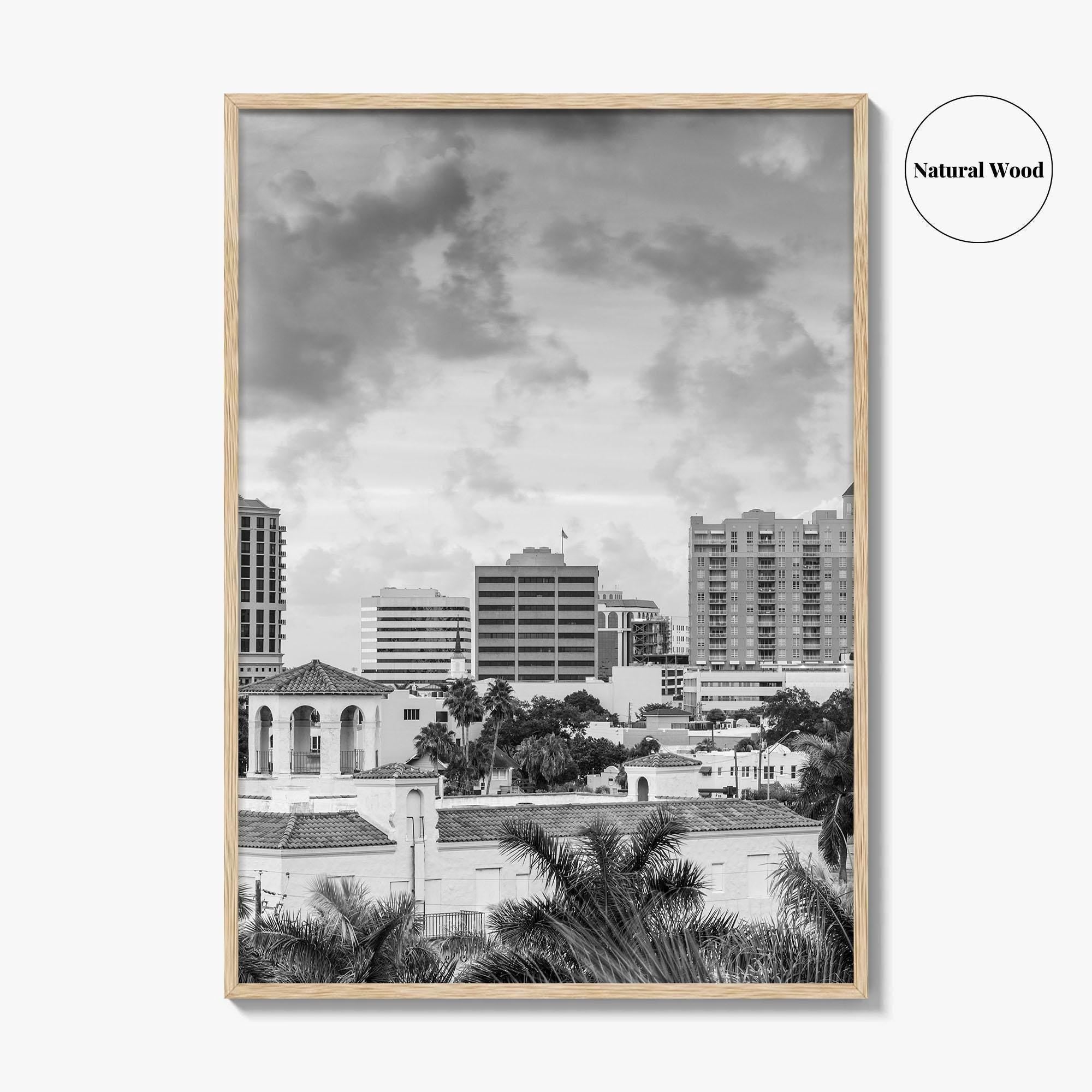 Sarasota Skyline Black and White Fine Art Photo Print, Florida Wall Decor, USA Poster