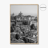 Bergamo Black and White Fine Art Photo Print, Citta Alta, Italy Wall Poster