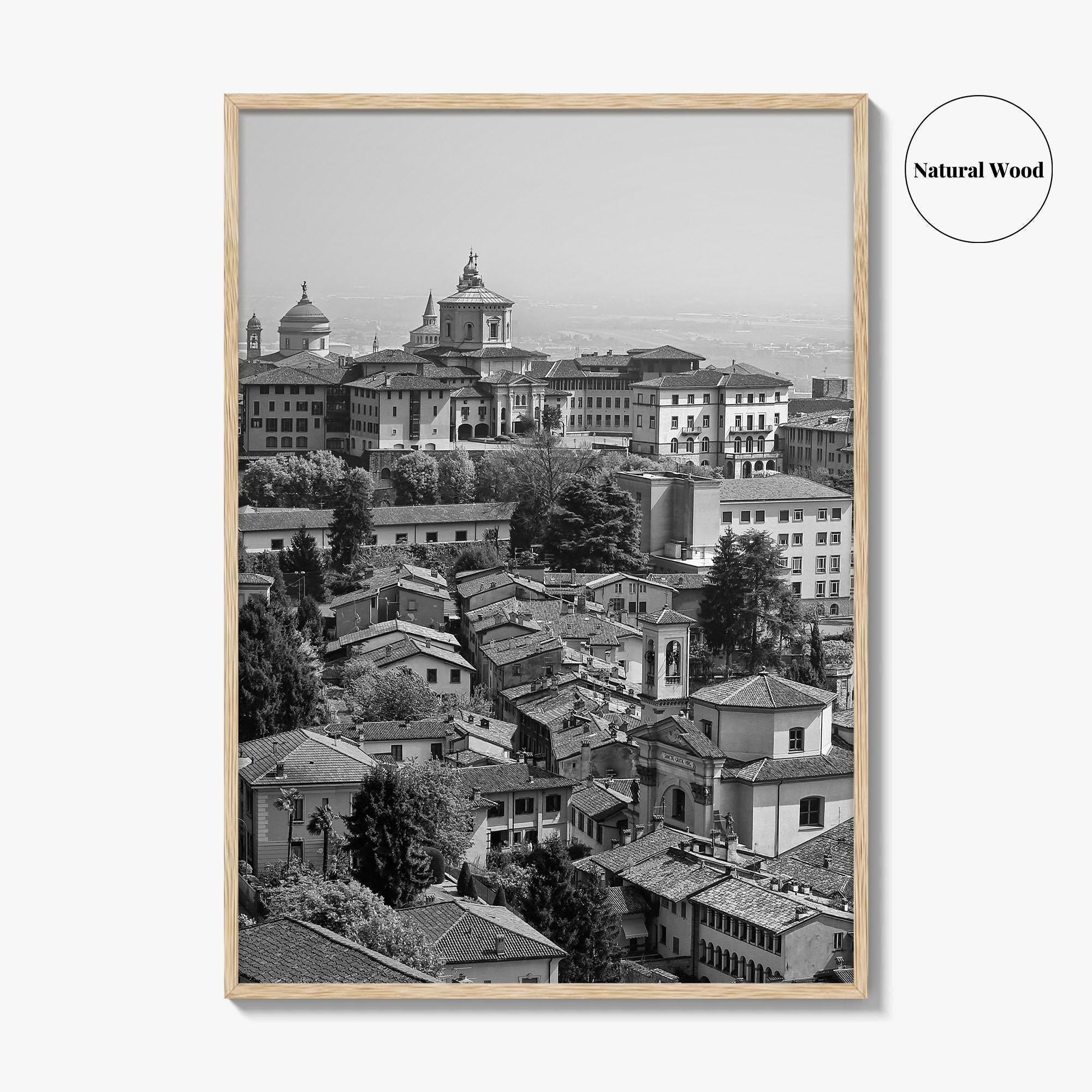 Bergamo Black and White Fine Art Photo Print, Citta Alta, Italy Wall Poster