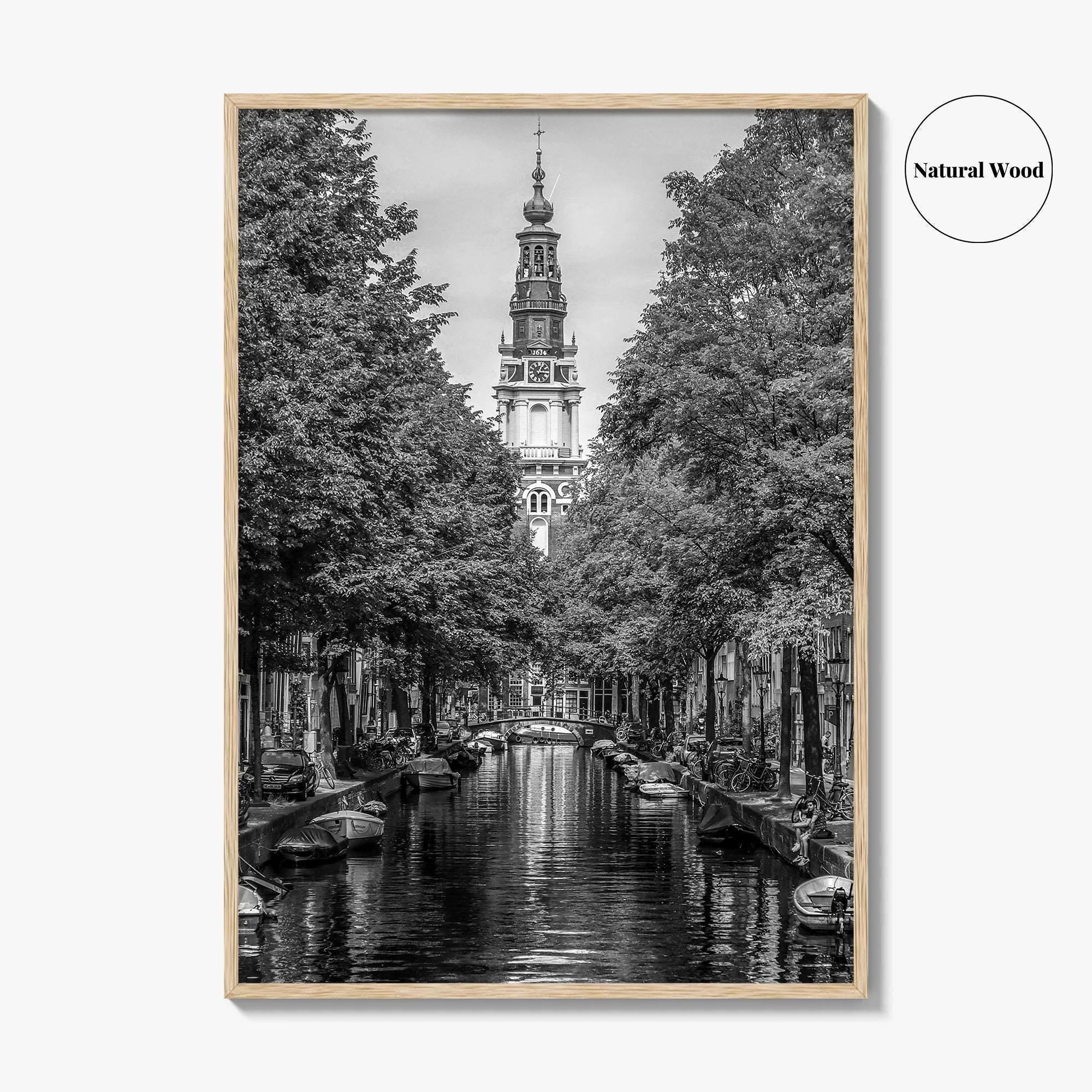 Amsterdam Black and White Fine Art Photo Print, Canals, Netherlands Holland Wall Decor Poster