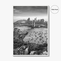 Sydney Skyline Black and White Fine Art Photo Print, Harbour Bridge Australia Poster