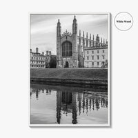 Cambridge Black and White Fine Art Photo Print, King's College Chapel, England UK Poster