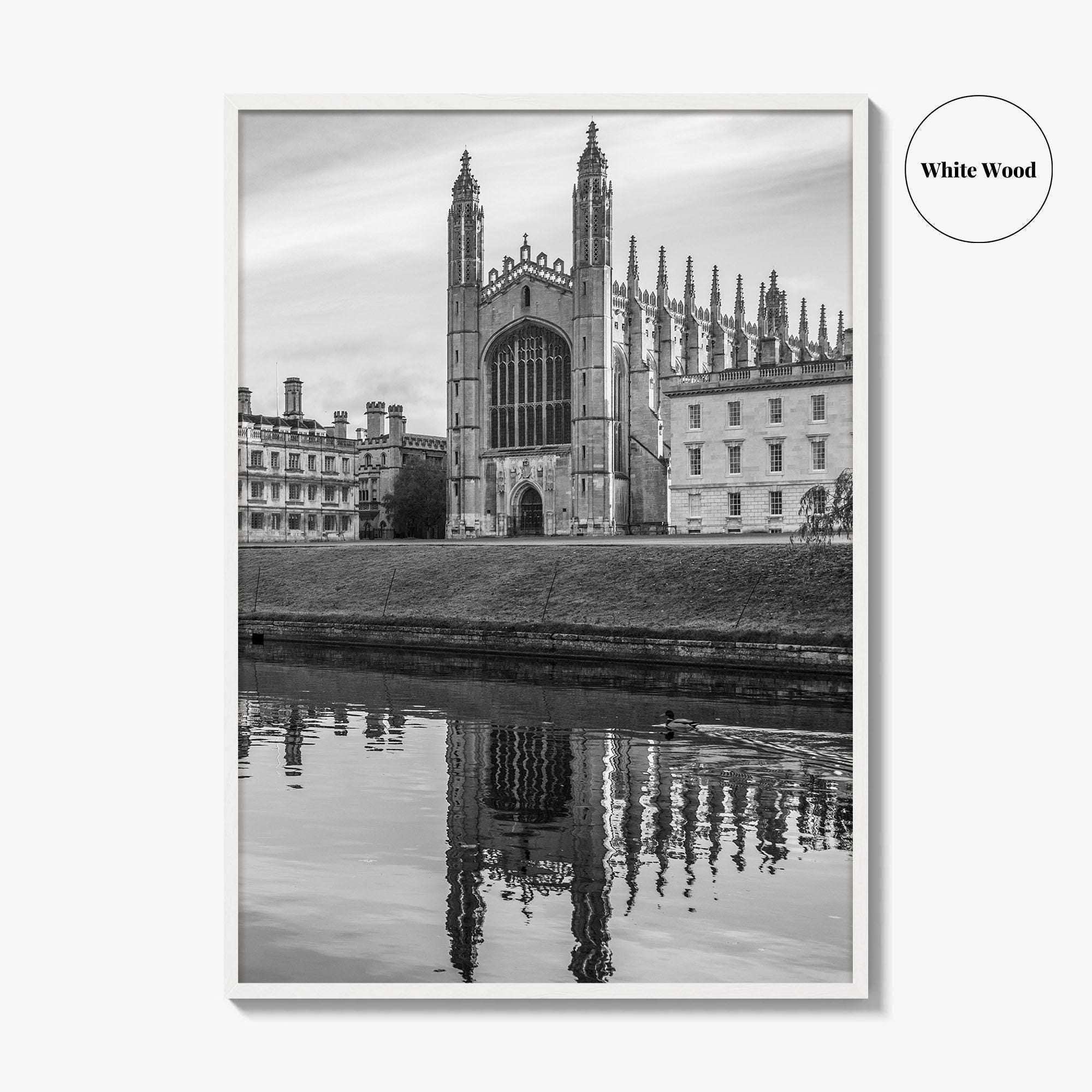 Cambridge Black and White Fine Art Photo Print, King's College Chapel, England UK Poster