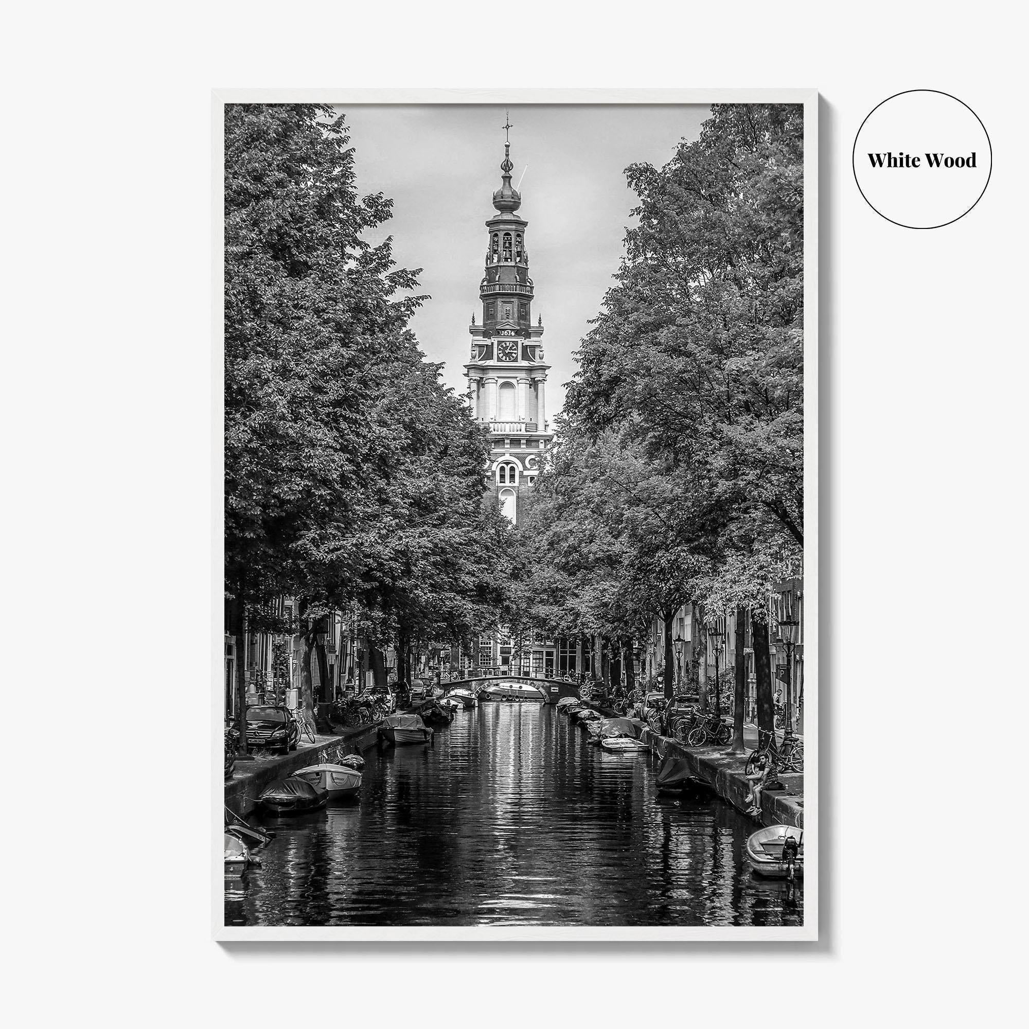 Amsterdam Black and White Fine Art Photo Print, Canals, Netherlands Holland Wall Decor Poster