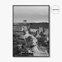 Columbia Missouri Skyline Black and White Fine Art Photo Print, Downtown, USA Poster