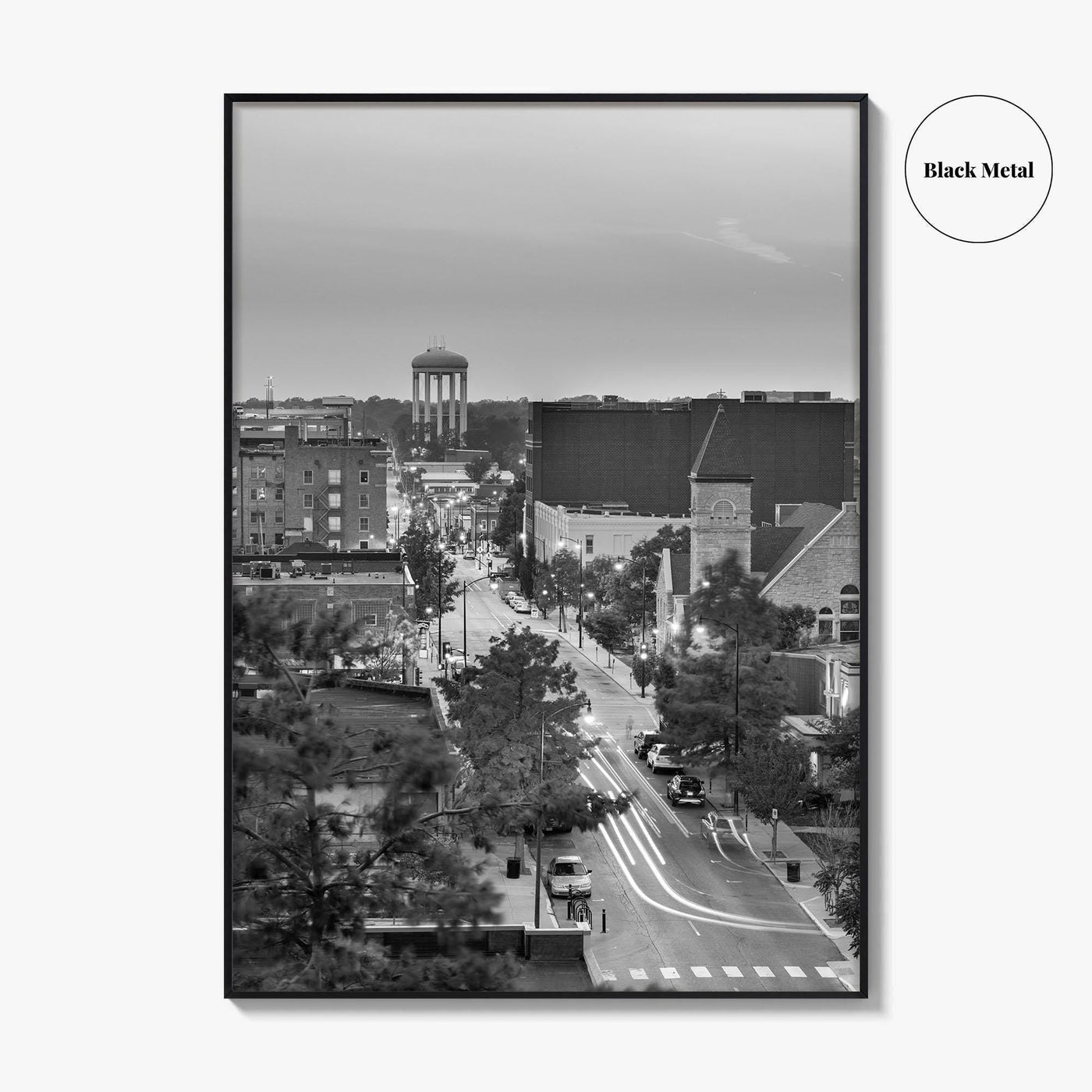 Columbia Missouri Skyline Black and White Fine Art Photo Print, Downtown, USA Poster