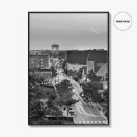 Columbia Missouri Skyline Black and White Fine Art Photo Print, Downtown, USA Poster