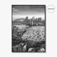 Sydney Skyline Black and White Fine Art Photo Print, Harbour Bridge Australia Poster