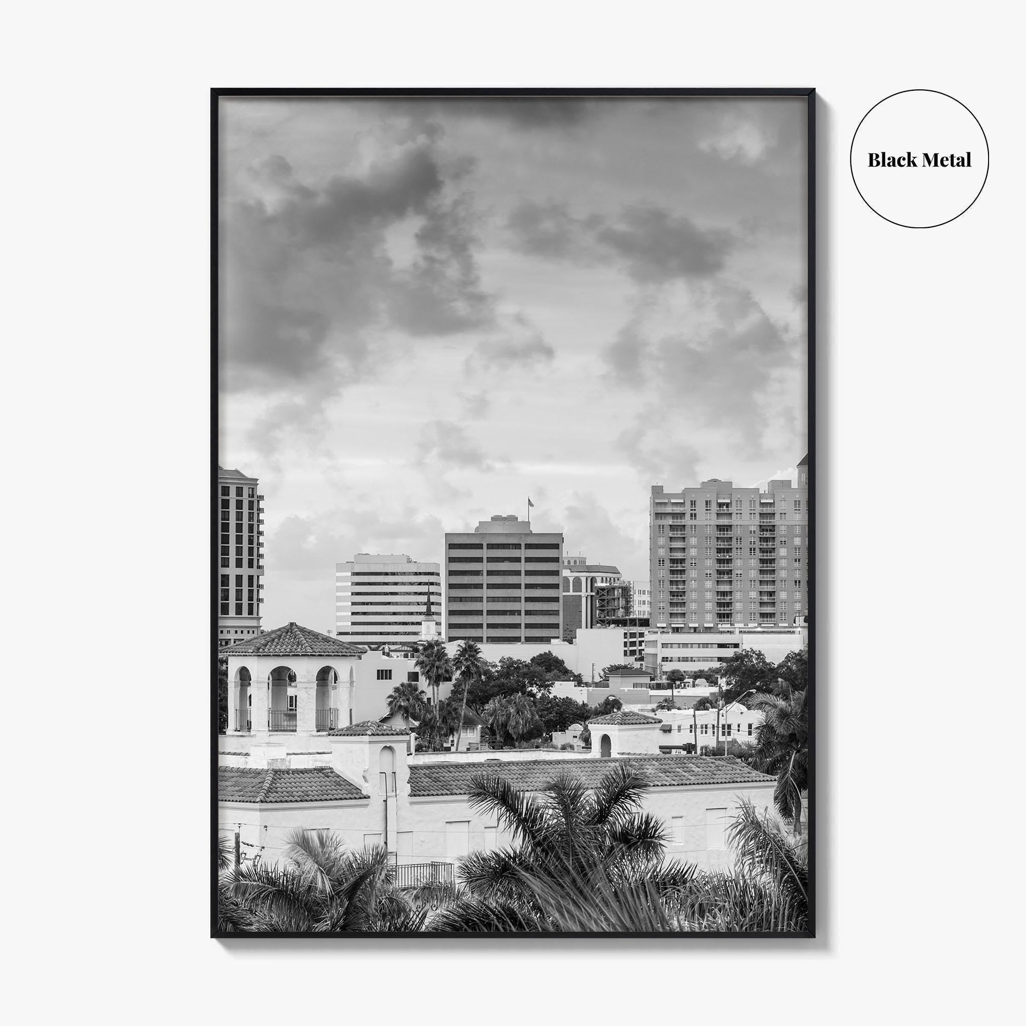 Sarasota Skyline Black and White Fine Art Photo Print, Florida Wall Decor, USA Poster
