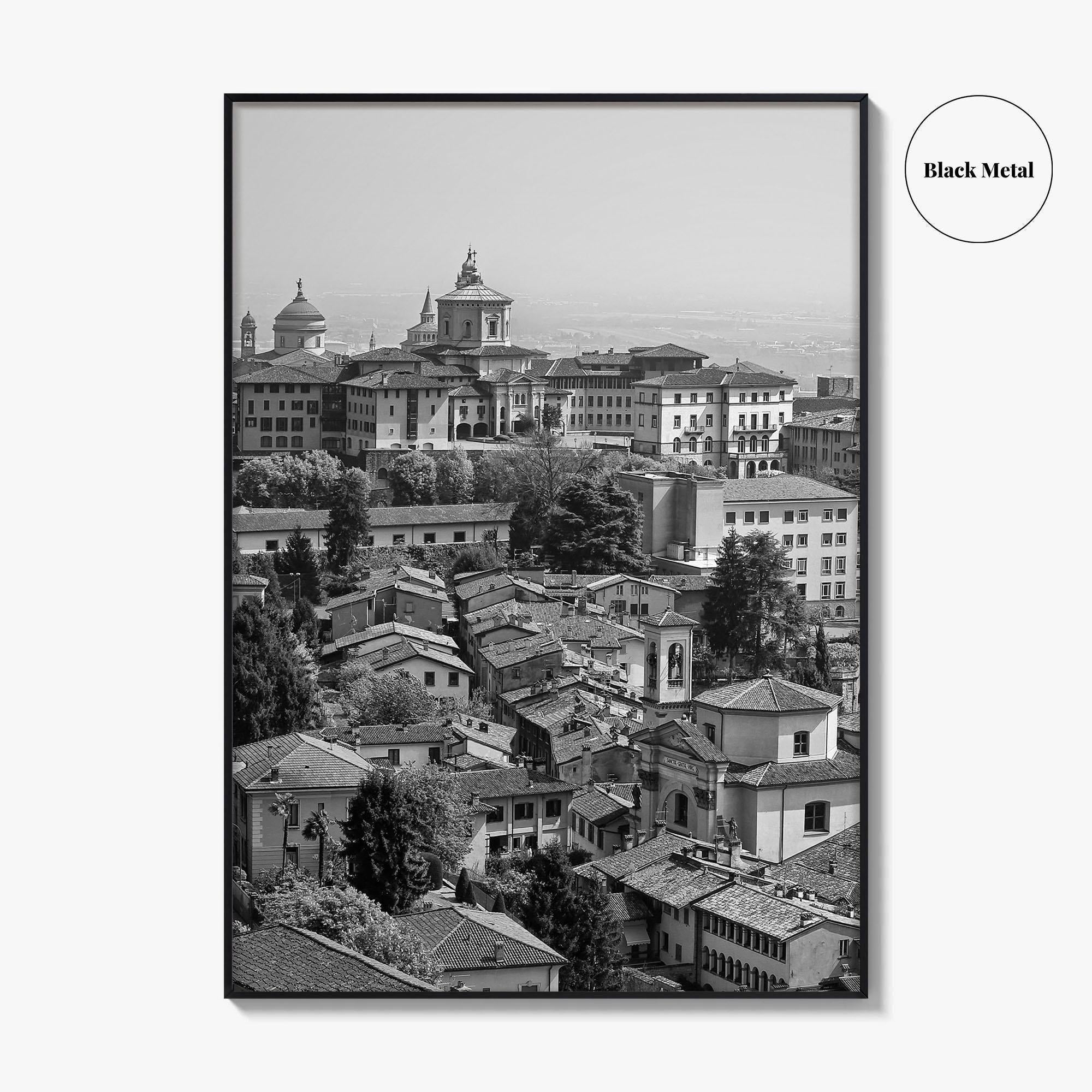 Bergamo Black and White Fine Art Photo Print, Citta Alta, Italy Wall Poster