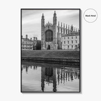Cambridge Black and White Fine Art Photo Print, King's College Chapel, England UK Poster