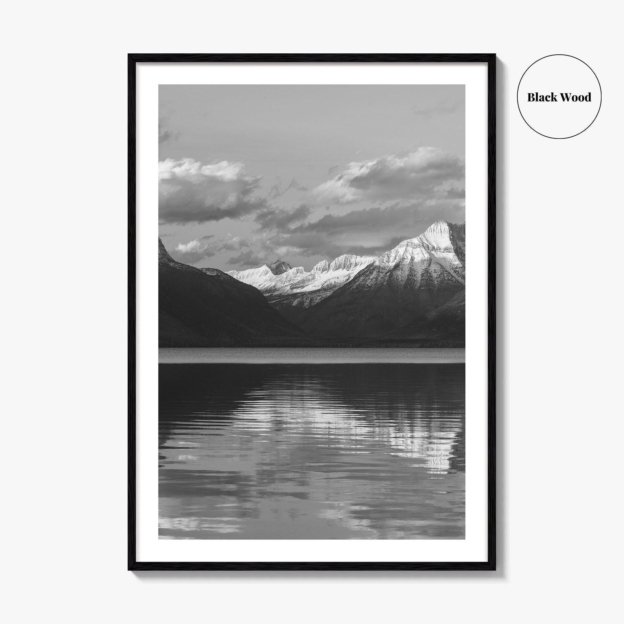 Glacier National Park Black and White Fine Art Photo Print, Montana Wall Poster, USA