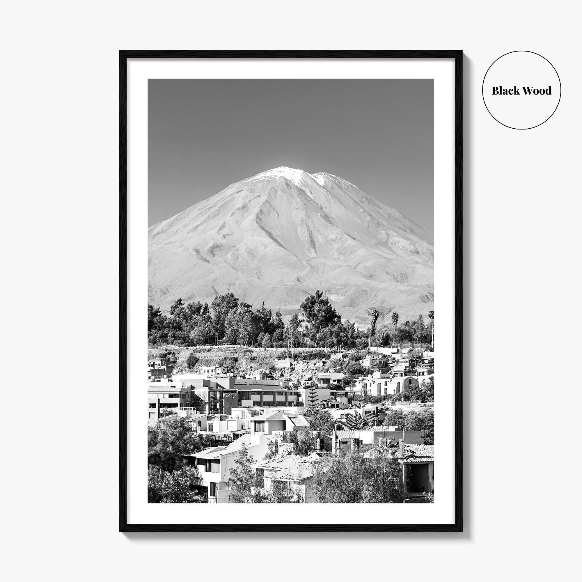 Arequipa Black and White Fine Art Photo Print, El Misti Volcano, Peru Poster