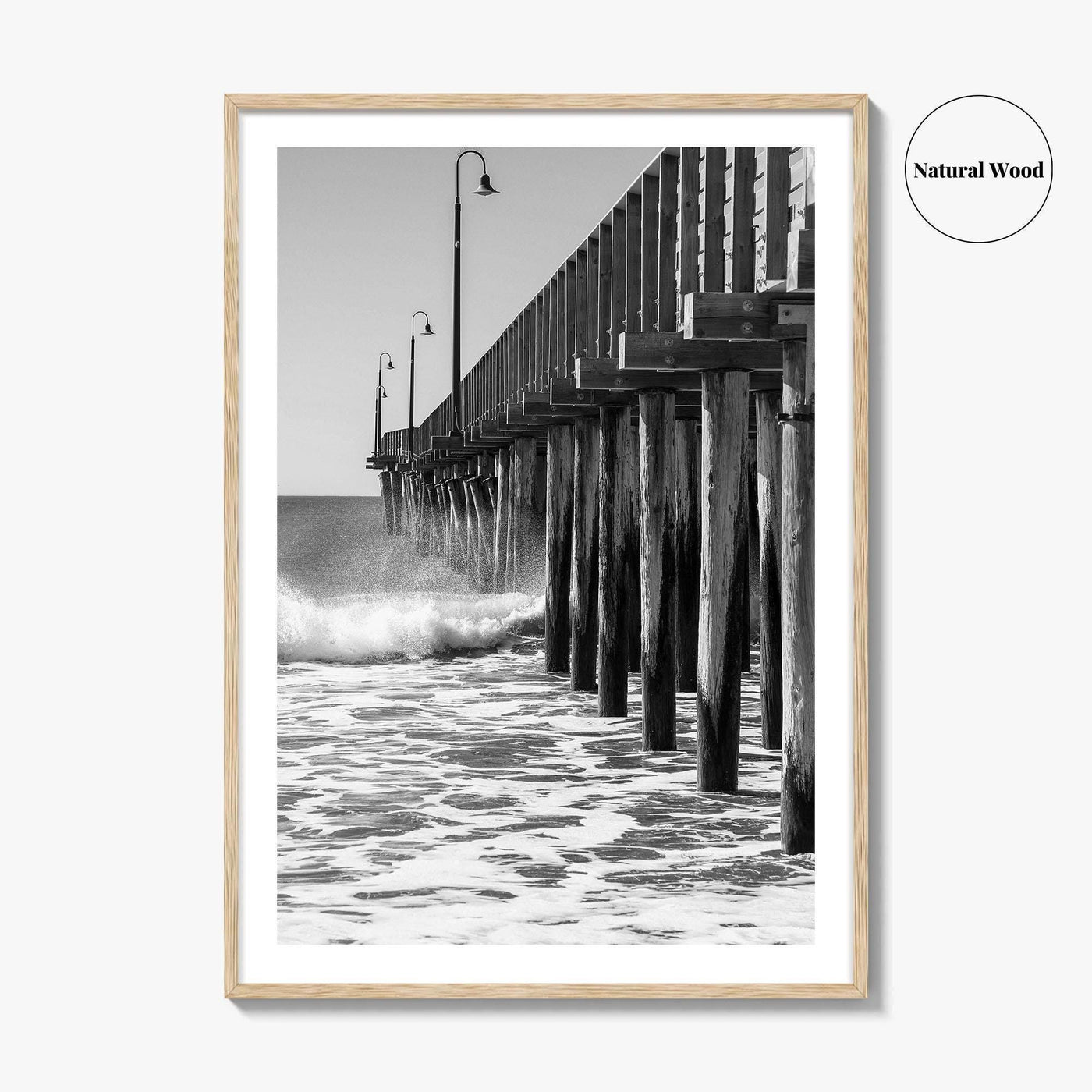 Cayucos Black and White Fine Art Photo Print, Estero Bay Pier, California Poster