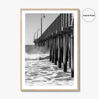 Cayucos Black and White Fine Art Photo Print, Estero Bay Pier, California Poster