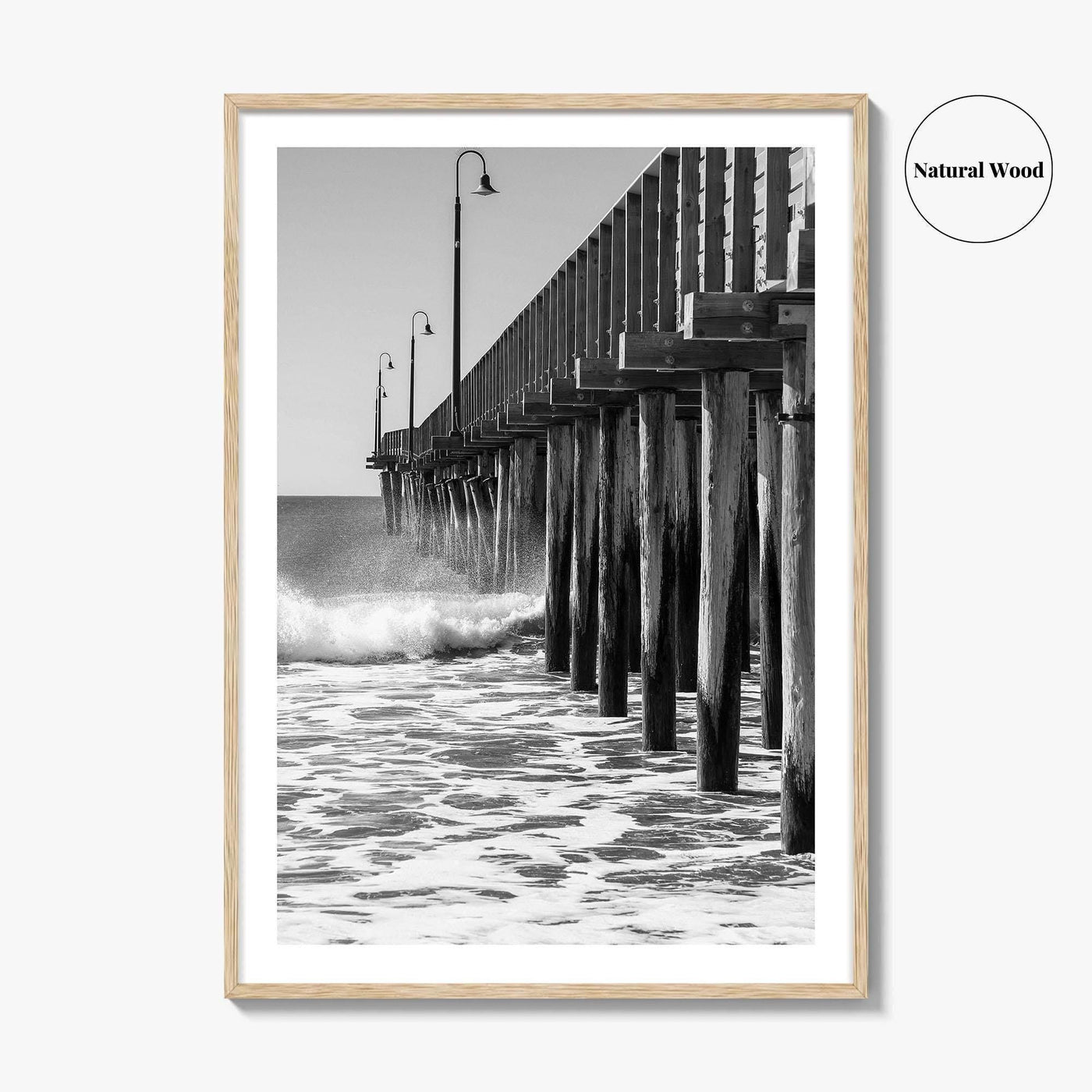Cayucos Black and White Fine Art Photo Print, Estero Bay Pier, California Poster